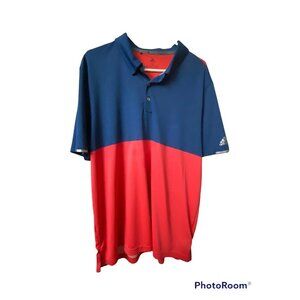 Adidas Climachill Mens XL Polo Shirt Red & Blue Short Sleeve Lightweight Activew